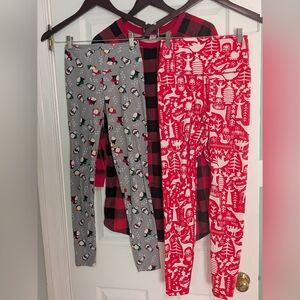 Bundle Of Like New Holiday Festive Winter Loungewear Leggings Pajamas Nightgown